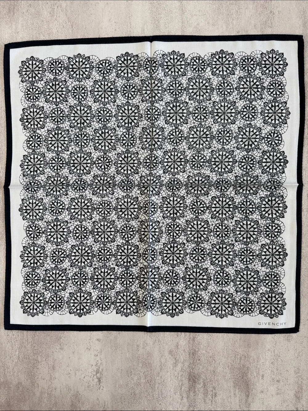 Givenchy Black and White Medallion cotton Square Scarf